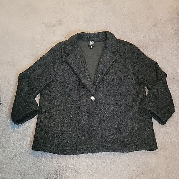 NWOT Bobeau dark green nubby knit 3/4 sleeve sweater jacket - Picture 3 of 14